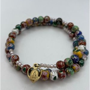 Vintage Cloisonné Rosery wrap Bracelet multi colored